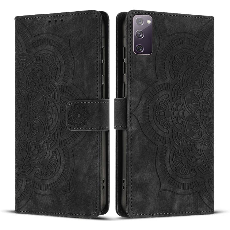 

For Samsung Galaxy S20 FE Mandala Embossed Retro Frosted Leather Phone Case(Black)