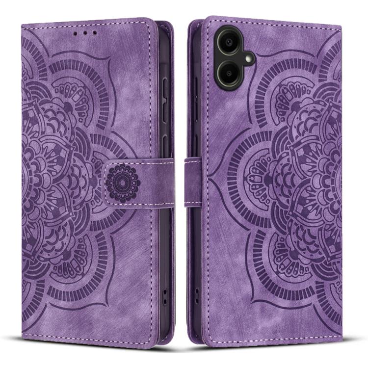 

For Samsung Galaxy S25 FE 5G Mandala Embossed Retro Frosted Leather Phone Case(Purple)