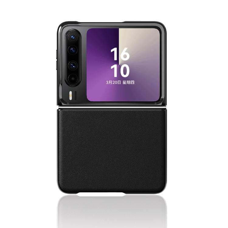 

For Huawei Pura X Electroplated Plain Leather Phone Case(Black)