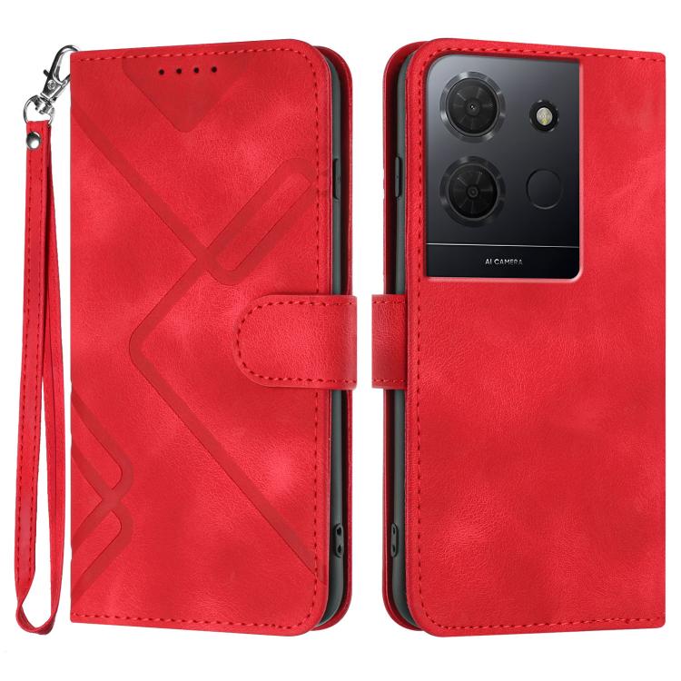 

For TCL 503 Line Pattern Skin Feel Leather Phone Case(Red)