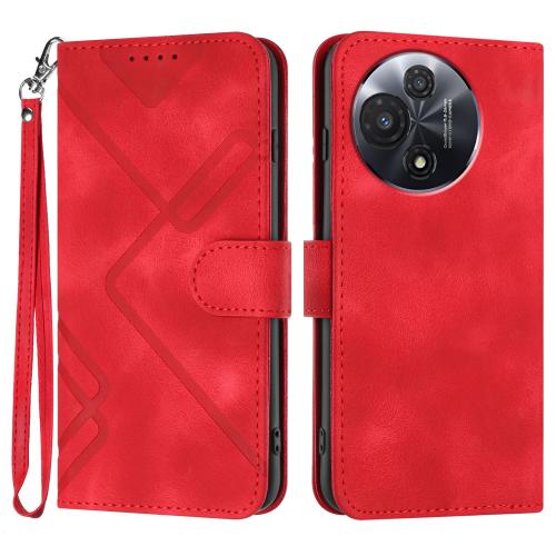 

For TCL 60R 5G Line Pattern Skin Feel Leather Phone Case(Red)