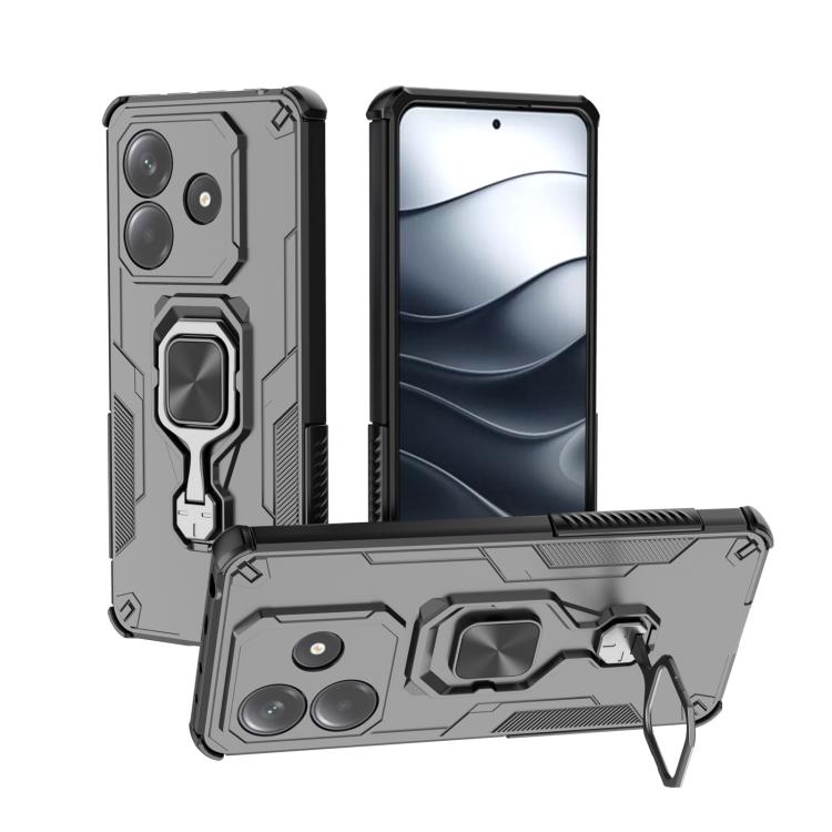 

For Redmi Note 14 5G Metal Kickstand TPU Hybrid PC Phone Case(Black)