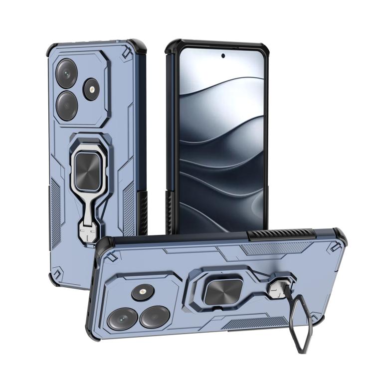 

For Redmi Note 14 5G Metal Kickstand TPU Hybrid PC Phone Case(Blue)