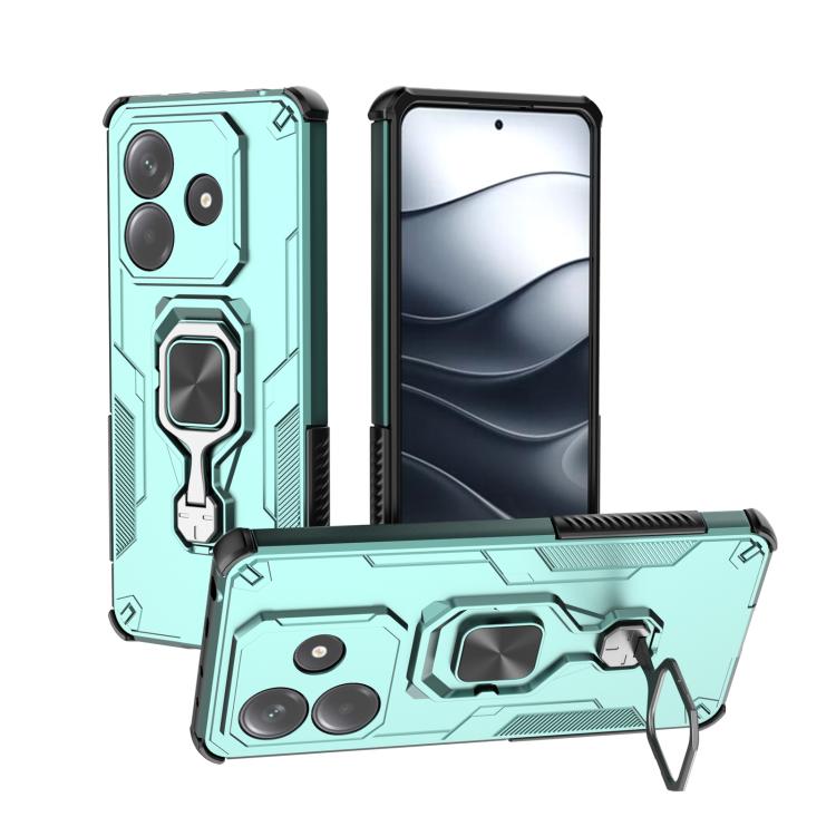 

For Redmi Note 14 5G Metal Kickstand TPU Hybrid PC Phone Case(Green)