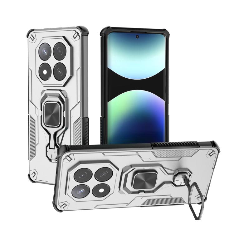 

For Redmi Note 14 Pro 5G Metal Kickstand TPU Hybrid PC Phone Case(Grey)