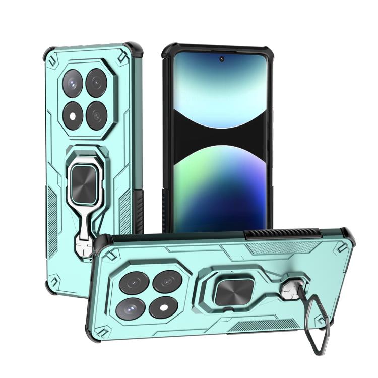 

For Redmi Note 14 Pro 5G Metal Kickstand TPU Hybrid PC Phone Case(Green)