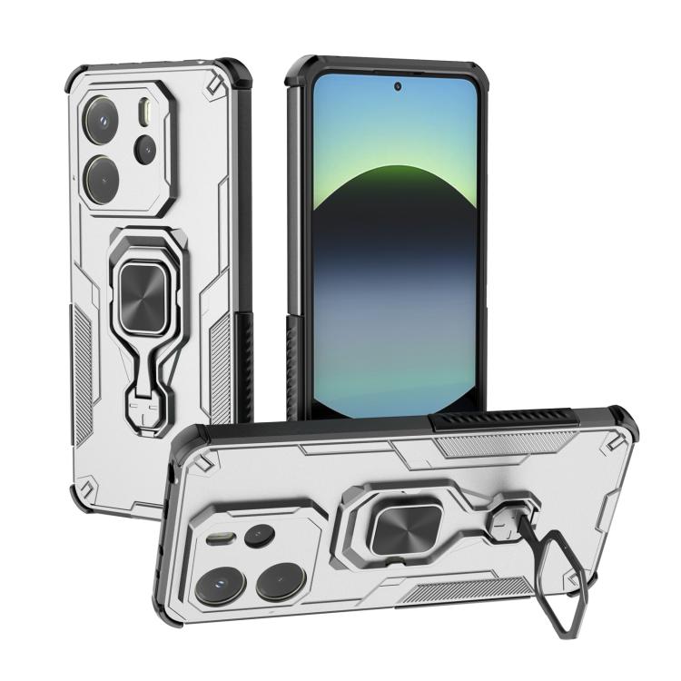 

For Redmi Note 14 4G 163.25mm Metal Kickstand TPU Hybrid PC Phone Case(Grey)