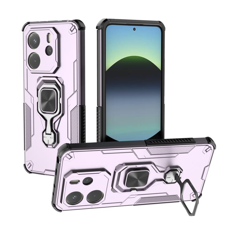 

For Redmi Note 14 4G 163.25mm Metal Kickstand TPU Hybrid PC Phone Case(Purple)