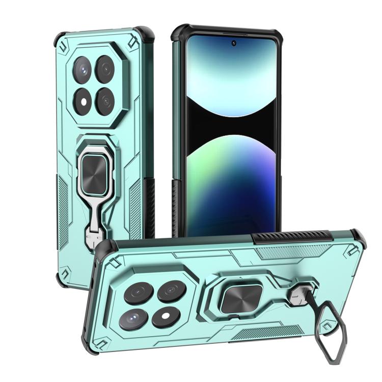 

For Redmi Note 14 Pro+ 5G Metal Kickstand TPU Hybrid PC Phone Case(Green)
