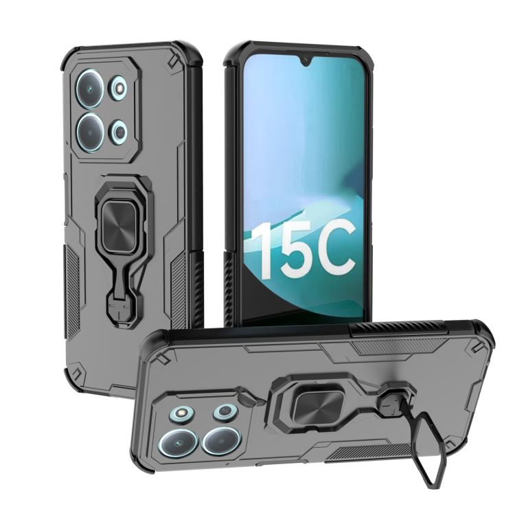 

For Redmi 15C 5G / 4G EU 173mm Metal Kickstand TPU Hybrid PC Phone Case(Black)