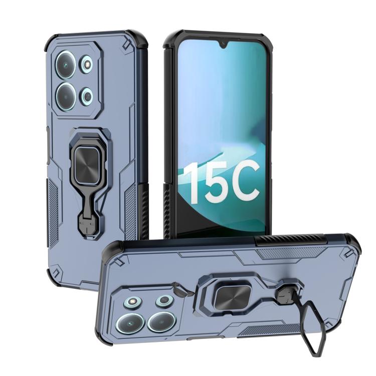 

For Redmi 15C 5G / 4G EU 173mm Metal Kickstand TPU Hybrid PC Phone Case(Blue)