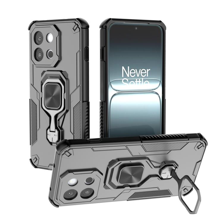 

For OnePlus 13T Metal Kickstand TPU Hybrid PC Phone Case(Black)