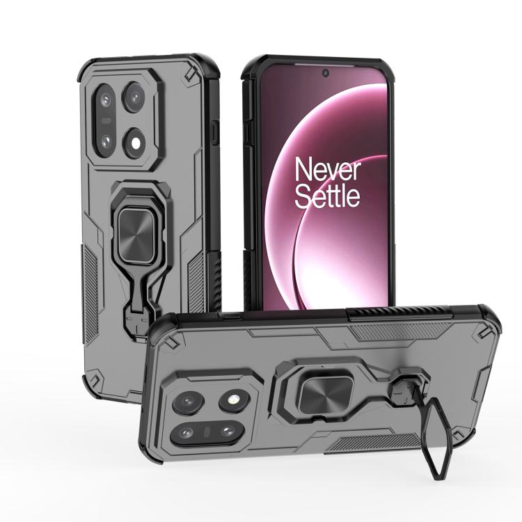 

For OnePlus 15 Metal Kickstand TPU Hybrid PC Phone Case(Black)