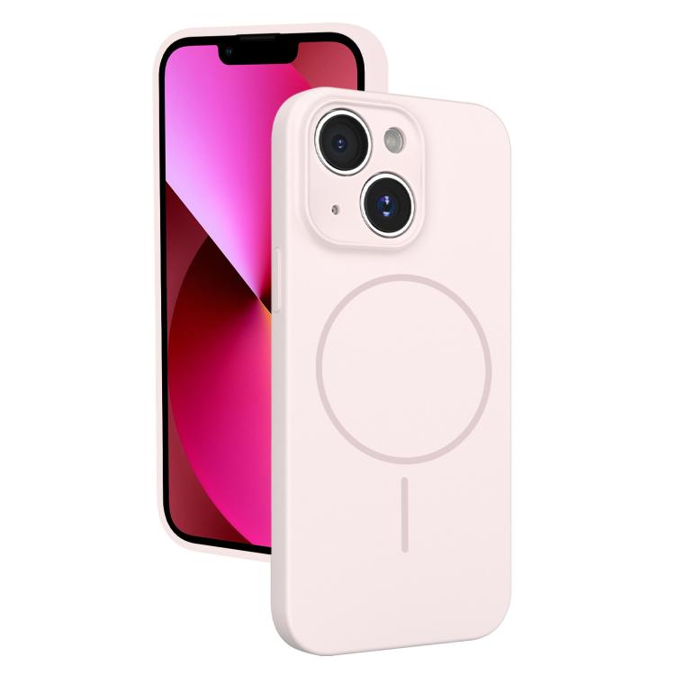 

For iPhone 13 Thin Circle MagSafe Fine Hole Liquid Silicone Phone Case(Pink)