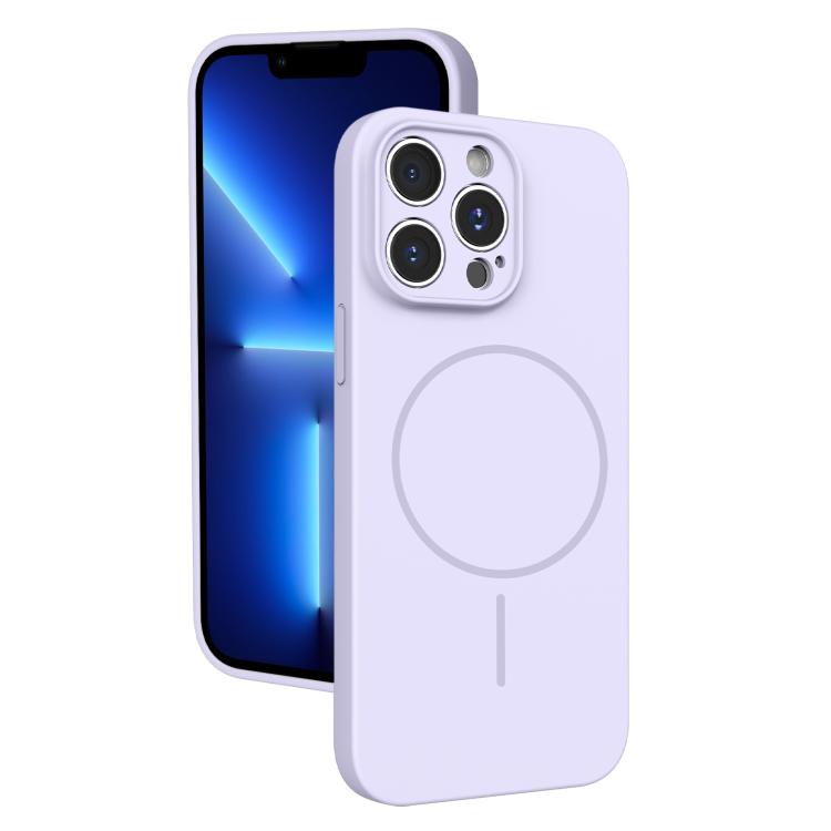 

For iPhone 13 Pro Thin Circle MagSafe Fine Hole Liquid Silicone Phone Case(Purple)