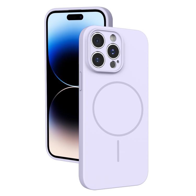 

For iPhone 14 Pro Thin Circle MagSafe Fine Hole Liquid Silicone Phone Case(Purple)