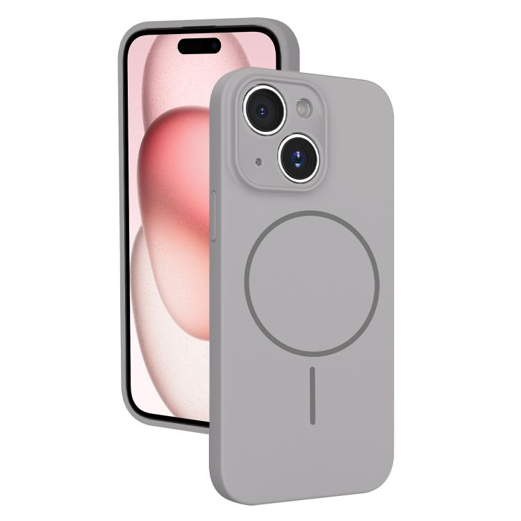 

For iPhone 15 Thin Circle MagSafe Fine Hole Liquid Silicone Phone Case(Titanium Grey)