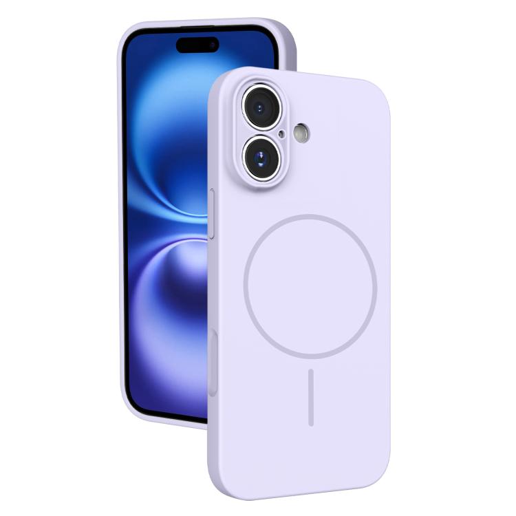 

For iPhone 16 Thin Circle MagSafe Fine Hole Liquid Silicone Phone Case(Purple)