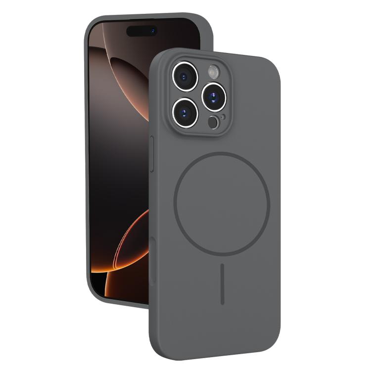 

For iPhone 16 Pro Thin Circle MagSafe Fine Hole Liquid Silicone Phone Case(Dark Grey)