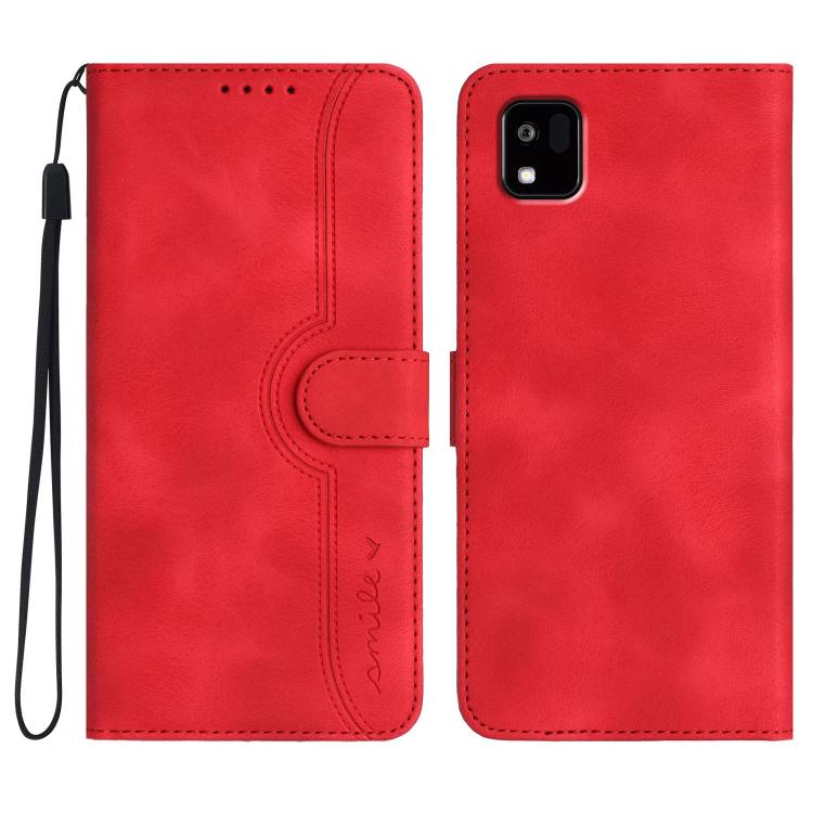 

For Kyocera Kantan Sumaho3 A205KC Heart Pattern Skin Feel Leather Phone Case(Red)