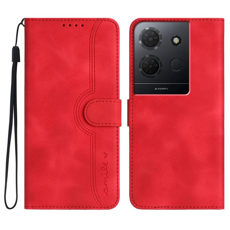 

For TCL 503 Heart Pattern Skin Feel Leather Phone Case(Red)