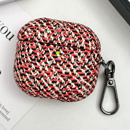 

For AirPods 4 Camouflage Texture Earbuds Box PC Case with Hook(Red)