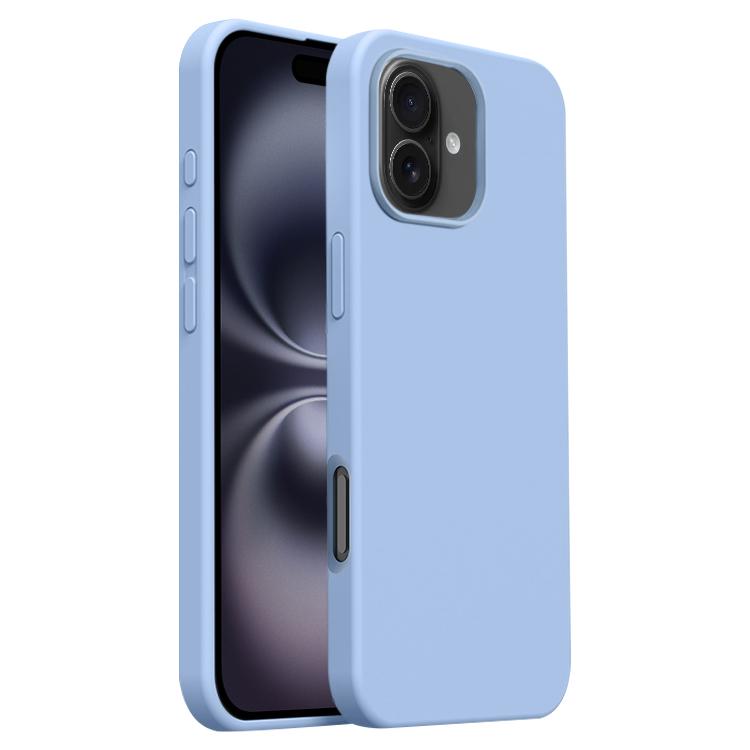 

For iPhone 16 Burom Cloud Sensing Ultra-thin Liquid Silicone Full Coverage Phone Case(Haze Blue)