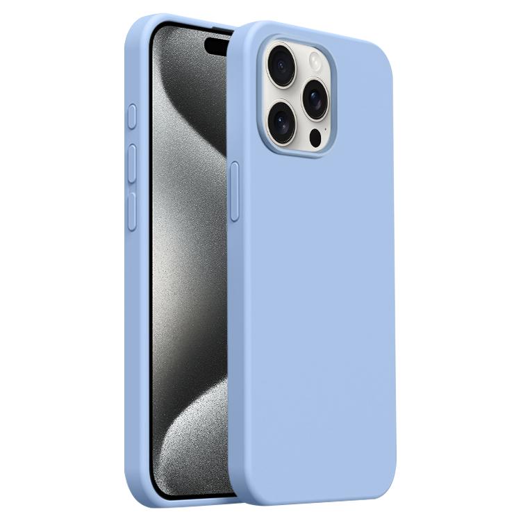 

For iPhone 15 Pro Max Burom Cloud Sensing Ultra-thin Liquid Silicone Full Coverage Phone Case(Haze Blue)