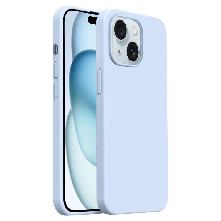 

For iPhone 15 Burom Cloud Sensing Ultra-thin Liquid Silicone Full Coverage Phone Case(Cloud Blue)