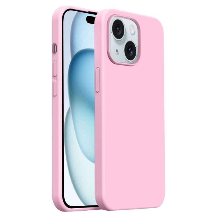 

For iPhone 15 Burom Cloud Sensing Ultra-thin Liquid Silicone Full Coverage Phone Case(Peach Powder)