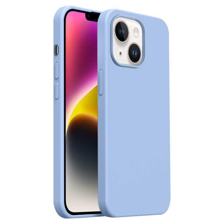 

For iPhone 14 Burom Cloud Sensing Ultra-thin Liquid Silicone Full Coverage Phone Case(Haze Blue)