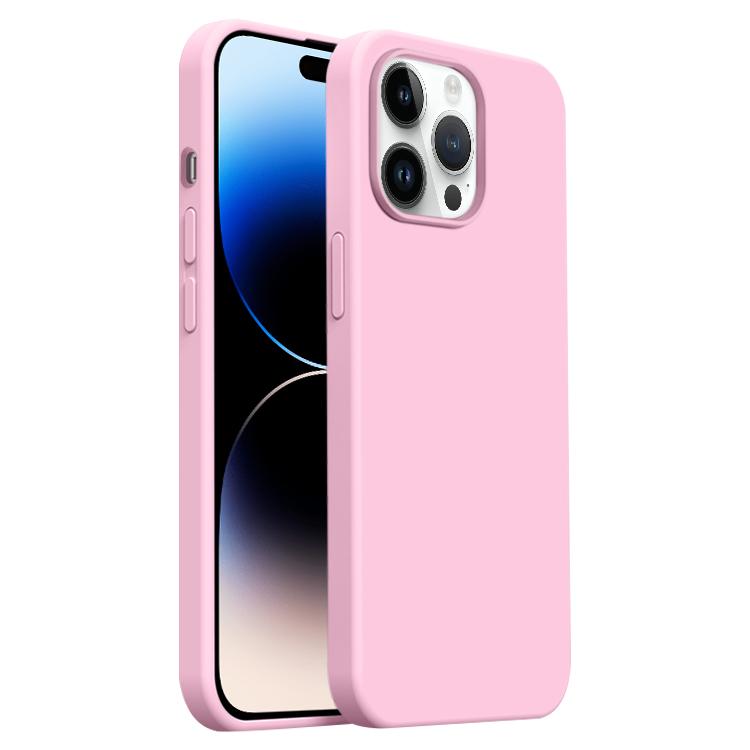 

For iPhone 14 Pro Max Burom Cloud Sensing Ultra-thin Liquid Silicone Full Coverage Phone Case(Peach Powder)