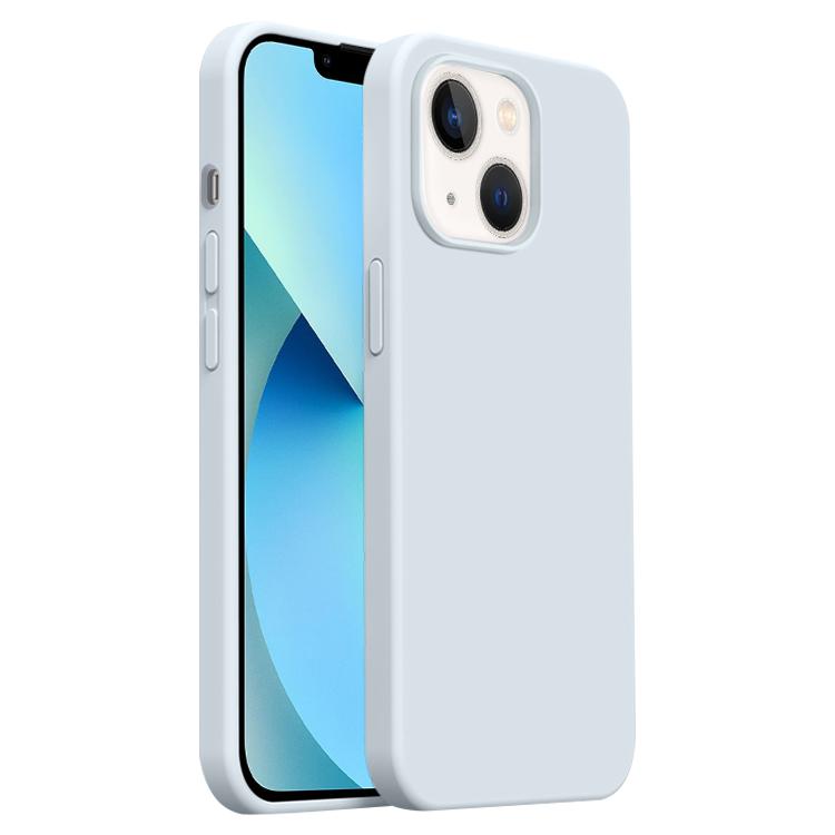 

For iPhone 13 Burom Cloud Sensing Ultra-thin Liquid Silicone Full Coverage Phone Case(Glacier Blue)