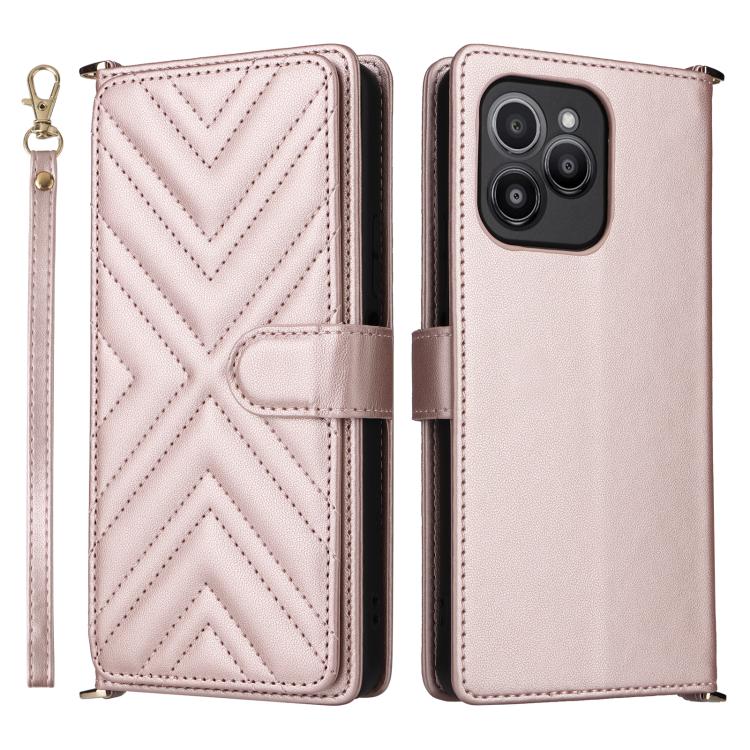

For Fossibot S2 Multifunctional 6-Card Slots Leather Phone Case with Wrist Strap(Pink)