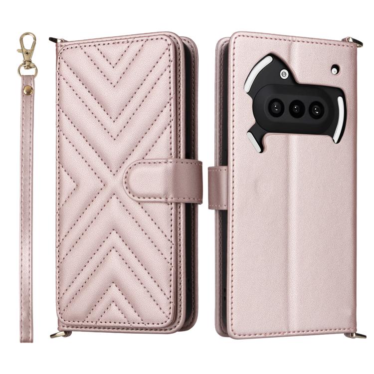 

For Nothing Phone 3a Multifunctional 6-Card Slots Leather Phone Case with Wrist Strap(Pink)