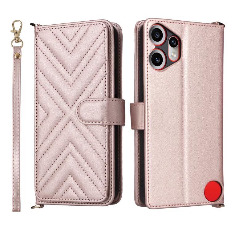 

For Nothing CMF Phone 2 Pro Multifunctional 6-Card Slots Leather Phone Case with Wrist Strap(Pink)
