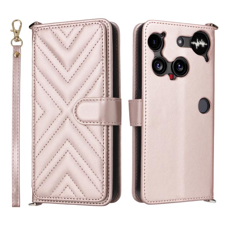 

For Nothing Phone 3 Multifunctional 6-Card Slots Leather Phone Case with Wrist Strap(Pink)