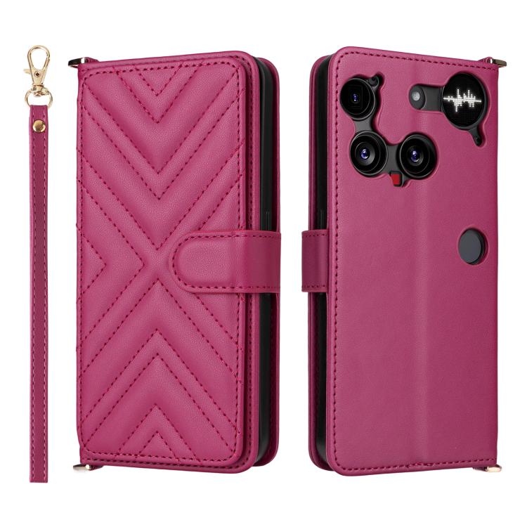 

For Nothing Phone 3 Multifunctional 6-Card Slots Leather Phone Case with Wrist Strap(Rose Red)
