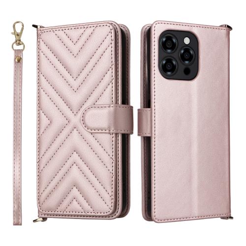 

For Doogee Note 58 / Note 58 Pro Multifunctional 6-Card Slots Leather Phone Case with Wrist Strap(Pink)