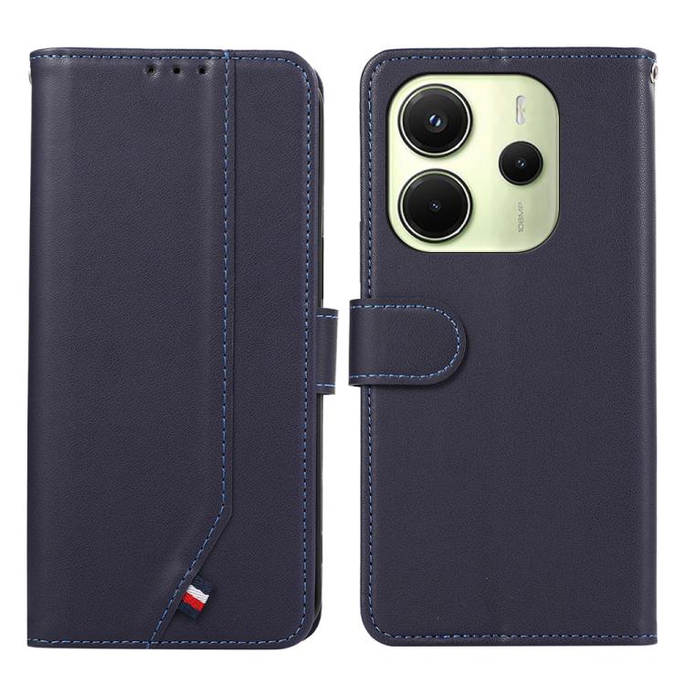 

For Redmi Note 14 4G 164.84mm ABEEL Delicate Texture Splicing RFID Leather Phone Case(Blue)
