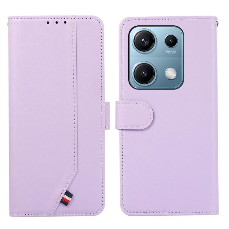 

For Redmi Note 14s ABEEL Delicate Texture Splicing RFID Leather Phone Case(Purple)