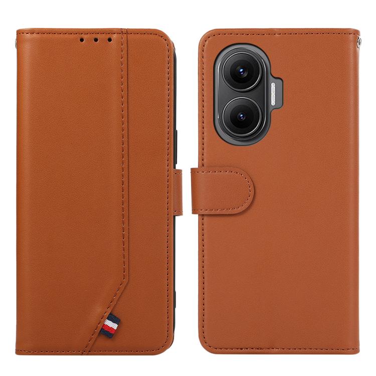 

For Redmi Turbo 4 Pro ABEEL Delicate Texture Splicing RFID Leather Phone Case(Brown)