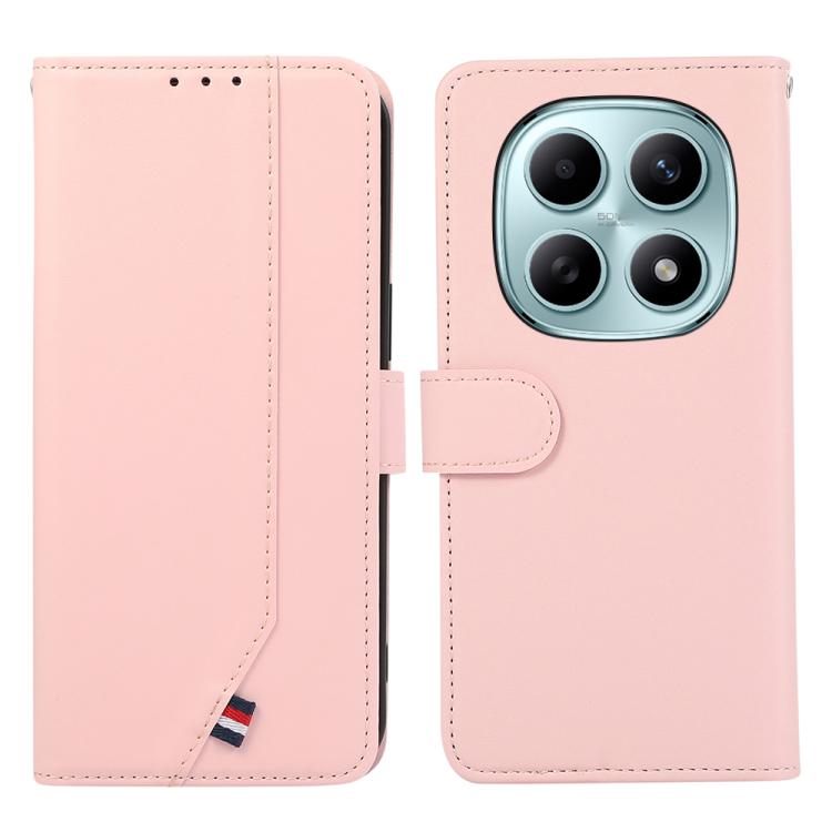 

For Redmi Note 15 5G Global 164mm ABEEL Delicate Texture Splicing RFID Leather Phone Case(Pink)