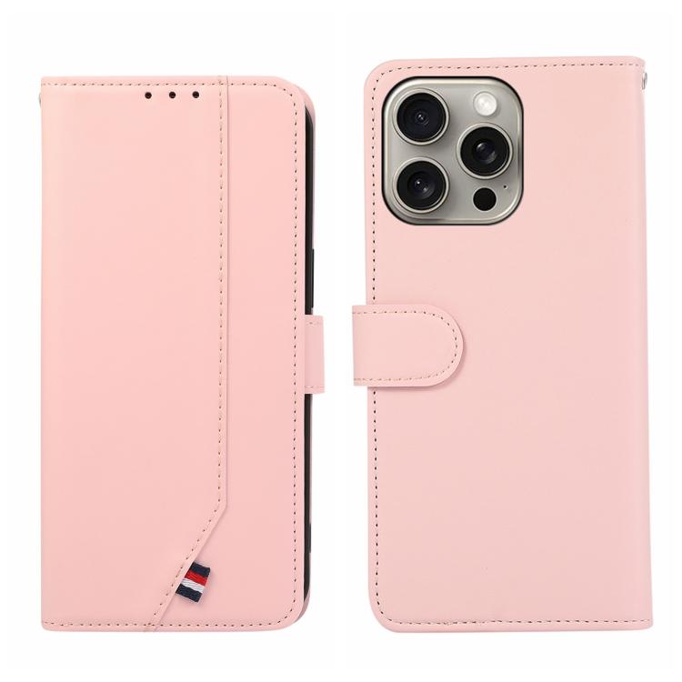 

For iPhone 12 Pro Max ABEEL Delicate Texture Splicing RFID Leather Phone Case(Pink)