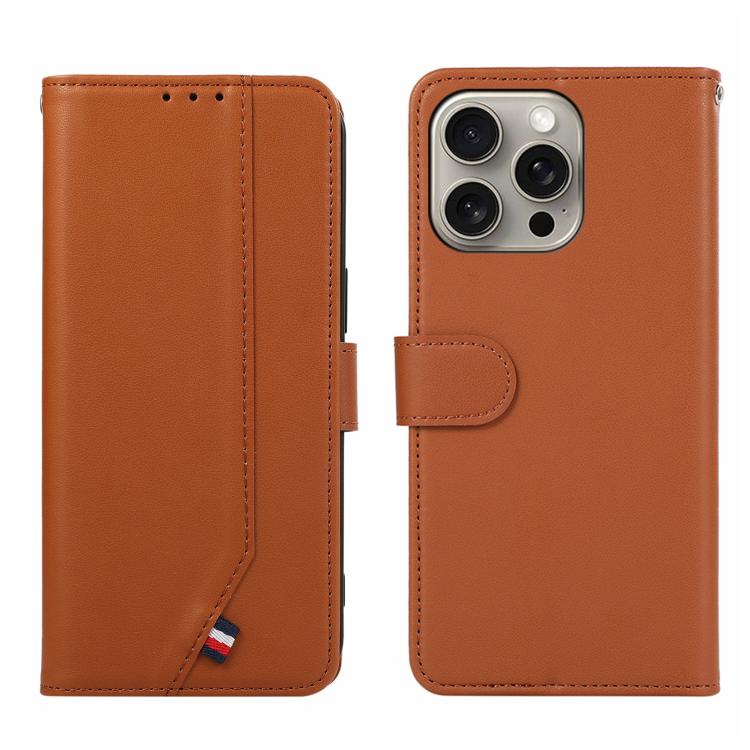 

For iPhone 13 Pro ABEEL Delicate Texture Splicing RFID Leather Phone Case(Brown)