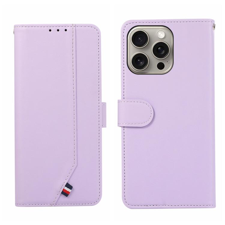

For iPhone 14 Pro Max ABEEL Delicate Texture Splicing RFID Leather Phone Case(Purple)