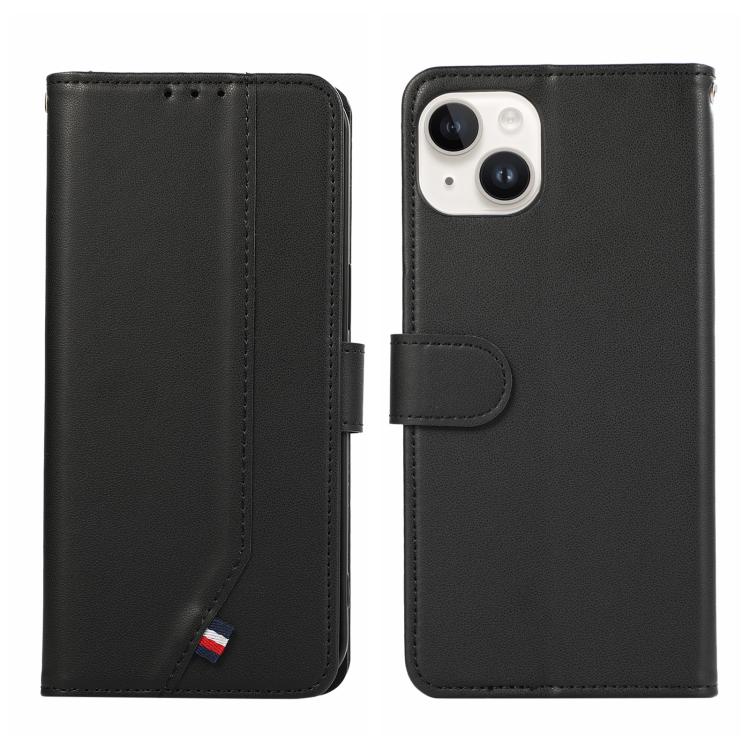 

For iPhone 14 ABEEL Delicate Texture Splicing RFID Leather Phone Case(Black)