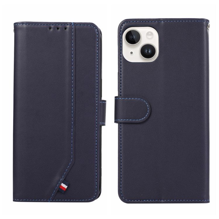 

For iPhone 15 Plus ABEEL Delicate Texture Splicing RFID Leather Phone Case(Blue)