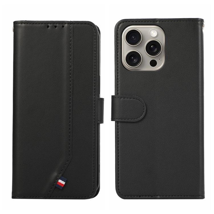 

For iPhone 15 Pro Max ABEEL Delicate Texture Splicing RFID Leather Phone Case(Black)