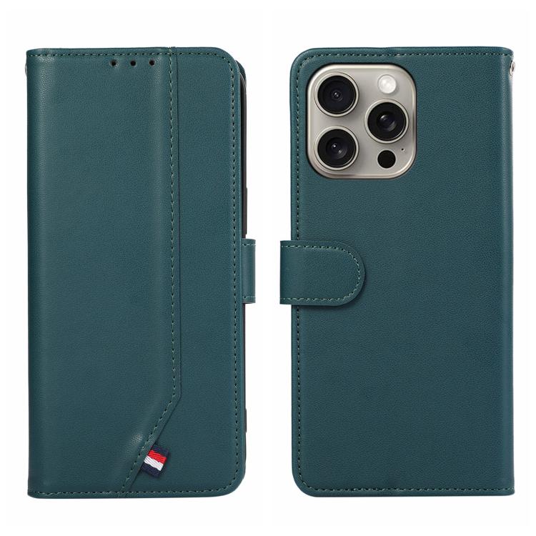 

For iPhone 15 Pro Max ABEEL Delicate Texture Splicing RFID Leather Phone Case(Green)
